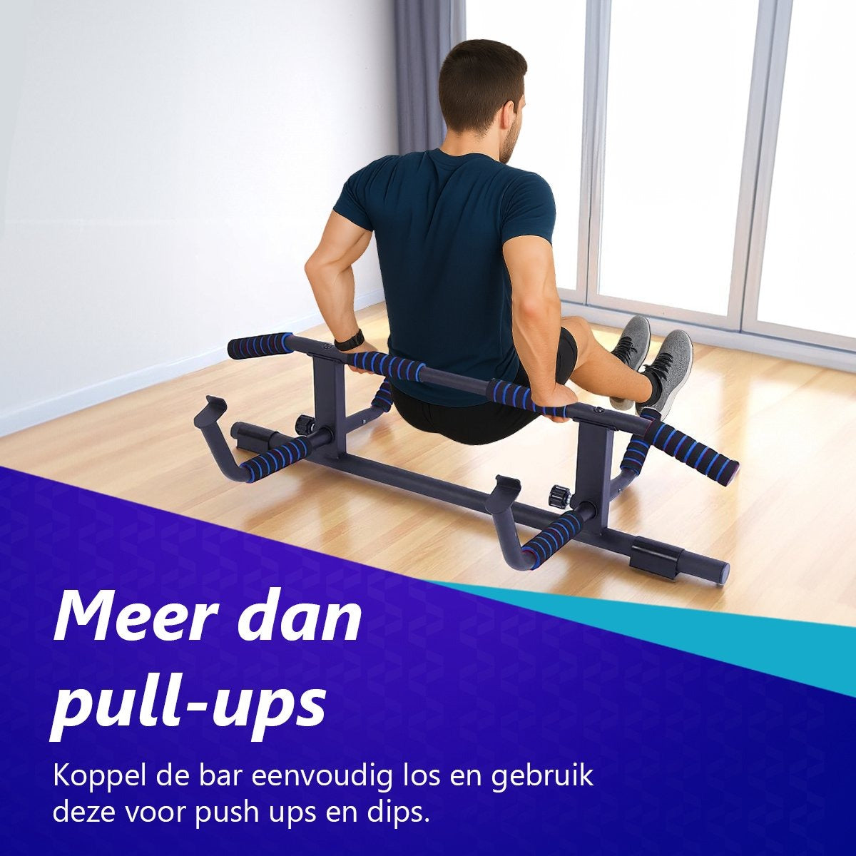 Vitalic Optrekstang (voor DEURPOST van 55 - 92cm breed) Tot 200kg Belastbaar – Pull Up Bar Zonder Boren – Fitness Pull-Up Bar Thuis – Chin Up Bar – Deurrekstok - Dip station