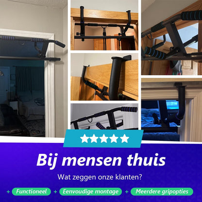 Vitalic Optrekstang (voor DEURPOST van 55 - 92cm breed) Tot 200kg Belastbaar – Pull Up Bar Zonder Boren – Fitness Pull-Up Bar Thuis – Chin Up Bar – Deurrekstok - Dip station