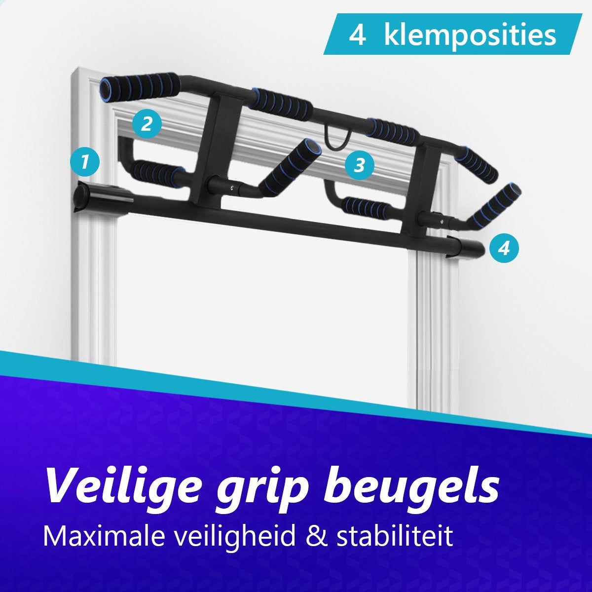 Vitalic Optrekstang (voor DEURPOST van 55 - 92cm breed) Tot 200kg Belastbaar – Pull Up Bar Zonder Boren – Fitness Pull-Up Bar Thuis – Chin Up Bar – Deurrekstok - Dip station