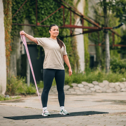 FITELASTIX® Premium Weerstandsband Lang - Voor Elk Niveau - Resistance Band - Sport Elastiek Fitness - Workout Elastiek - Met Handvatten - Thuis Sporten - Weerstand band 5-30kg - Stof - Roze