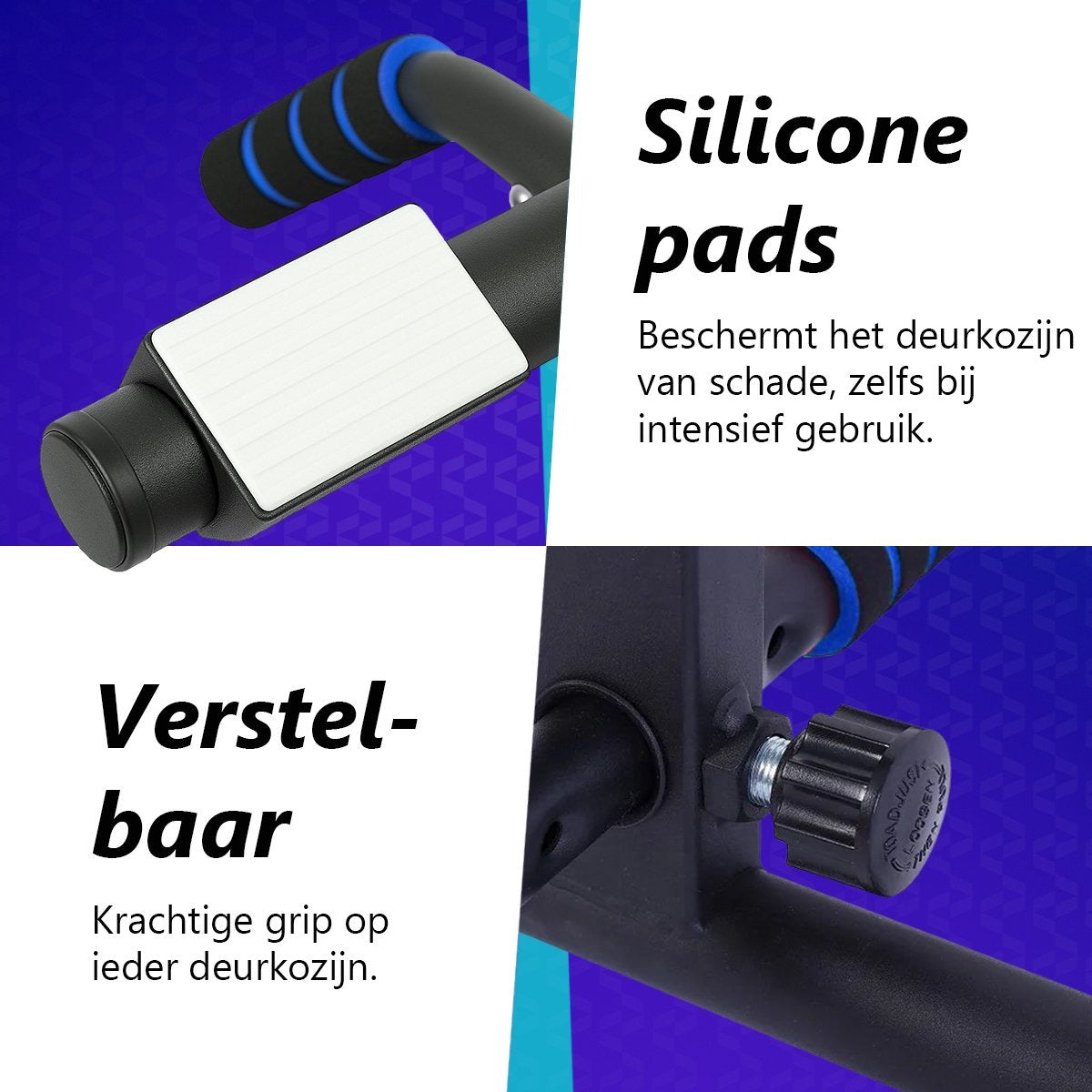 Vitalic Optrekstang (voor DEURPOST van 55 - 92cm breed) Tot 200kg Belastbaar – Pull Up Bar Zonder Boren – Fitness Pull-Up Bar Thuis – Chin Up Bar – Deurrekstok - Dip station