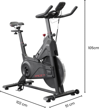 FitBike - Race 4 - Indoor Cycle - Fitness Fiets - Incl. Trainingscomputer - Bluetooth - V-Belt aandrijving