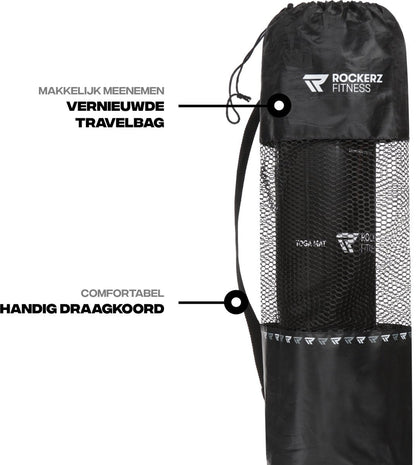 Rockerz Deluxe Yoga mat - Fitness mat - Sport mat - Yogamat anti slip & eco - Extra Dik - Duurzaam TPE materiaal - Incl Draagtas - Kleur: Petrol