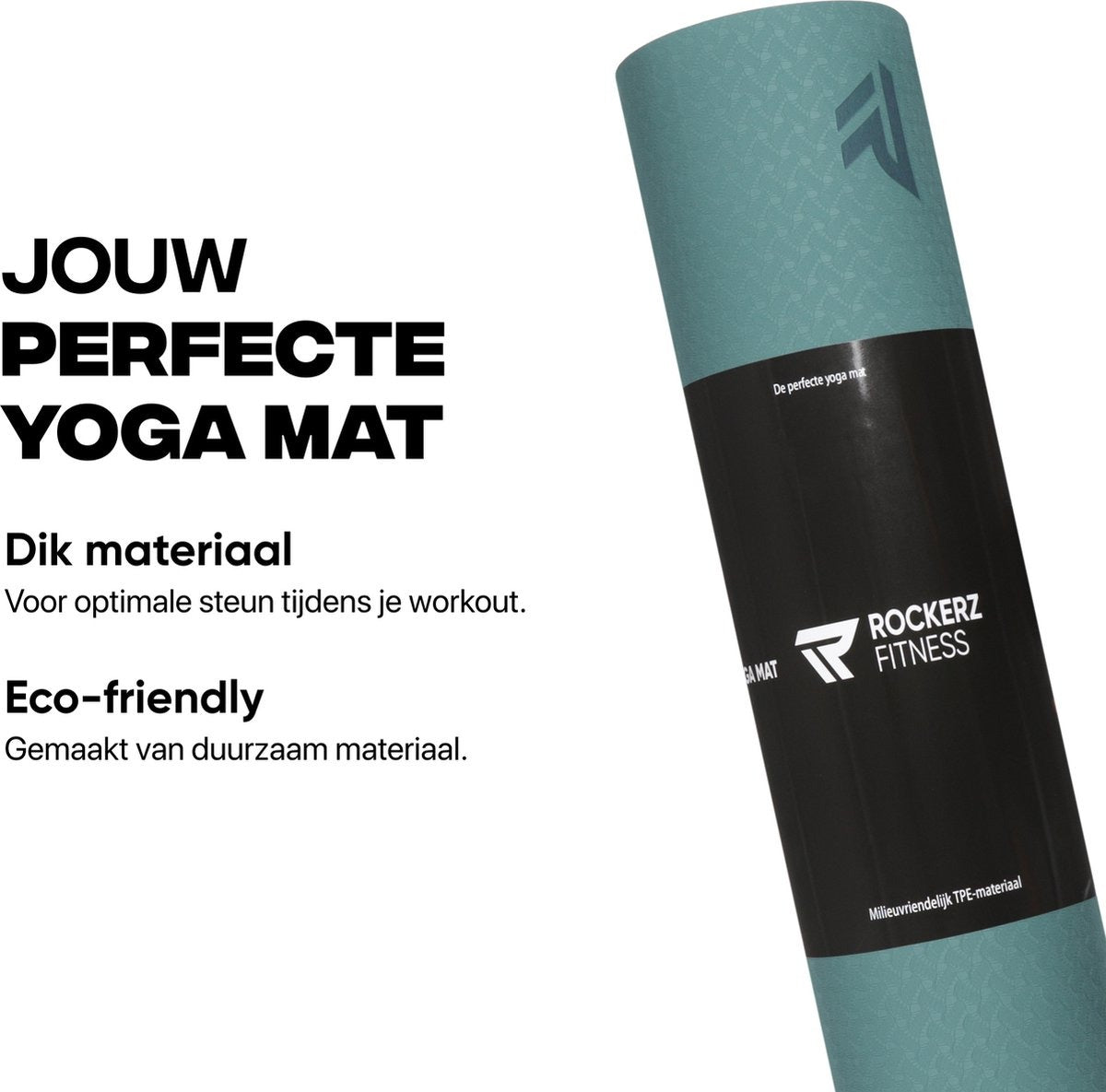 Rockerz Deluxe Yoga mat - Fitness mat - Sport mat - Yogamat anti slip & eco - Extra Dik - Duurzaam TPE materiaal - Incl Draagtas - Kleur: Petrol